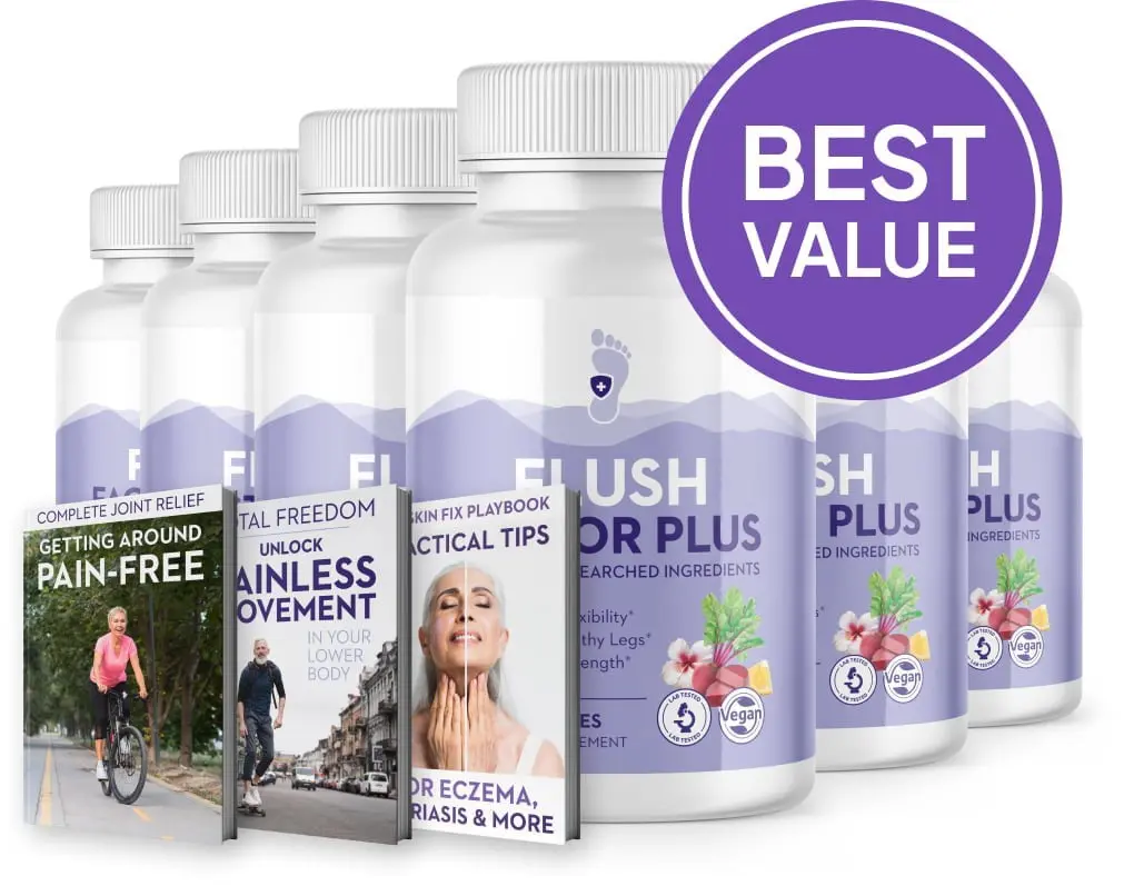 Flush Factor Plus™ leg support supplement bottle